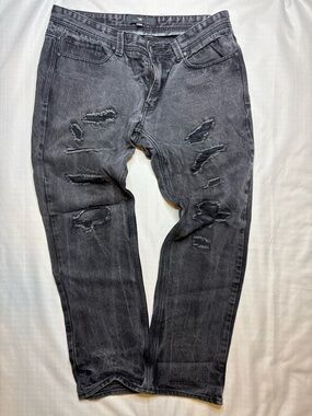 Legacy Slim Straight Distressed Washed Black Jeans